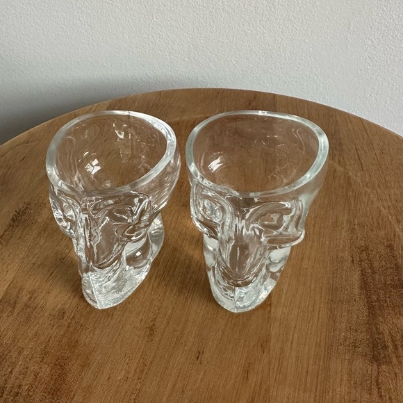Crystal Glass Skull Head  Shot Glass- 2 Shot Glasses- 3 Oz. Each- Skeleton Head. - Picture 4 of 5